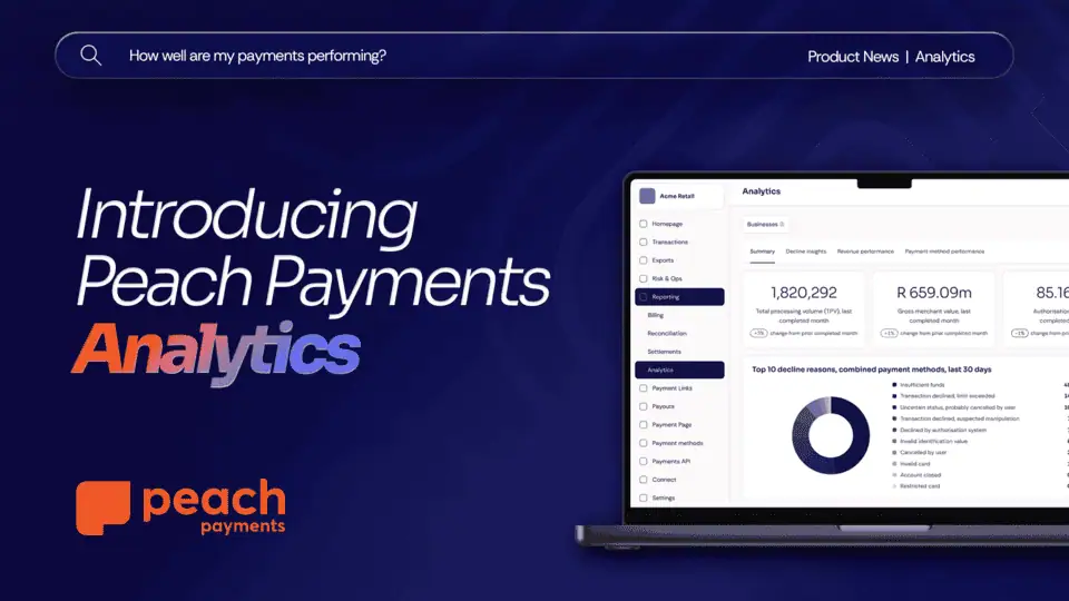 Peach Payments Analytics dashboard showing payment performance